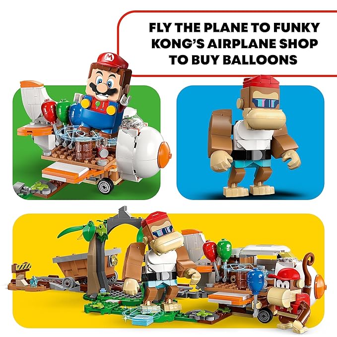 LEGO Super Mario Diddy Kong's Mine Cart Ride Expansion Set 71425, Collectible Building Toy with Brick Built Funky Kong Figure, Super Mario Gift Set for Kids Ages 8-10 to Combine with a Starter Course