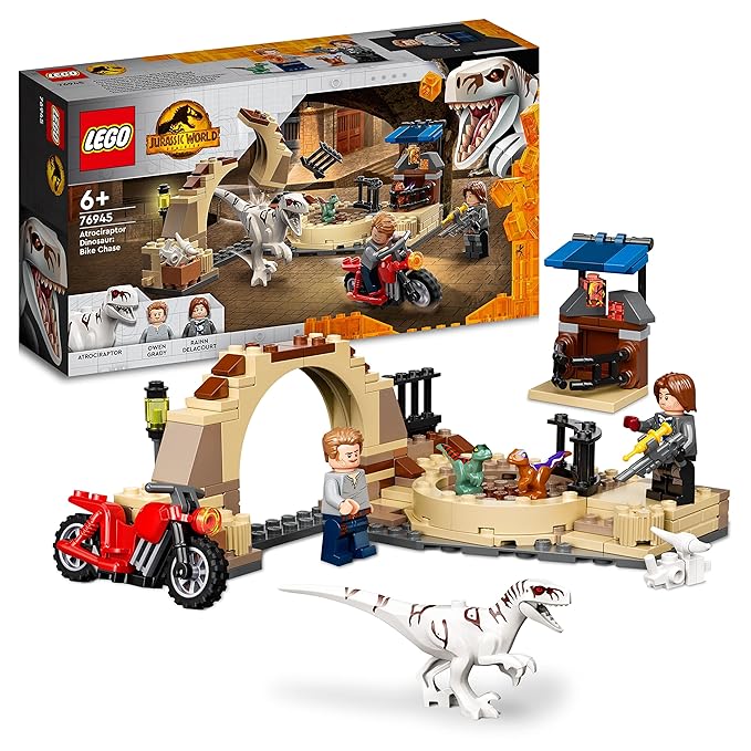 LEGO Jurassic World Atrociraptor Dinosaur: Bike Chase 76945 Building Kit (169 Pcs), Multi Color