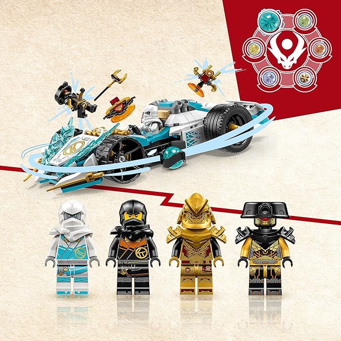 LEGO Ninjago Zane's Dragon Power Spinjitzu Race Car 71791 Building Toy Set (307 Pcs),Multicolor