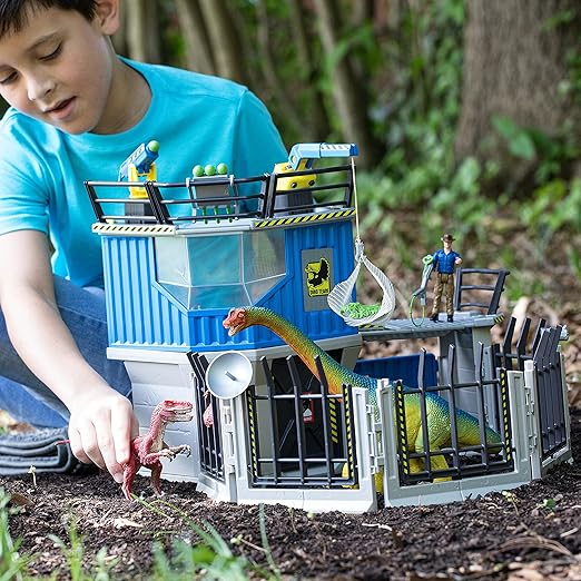 Schleich Toy Dinosaur Research Station 33-Piece Playset for Kids Ages 4-12