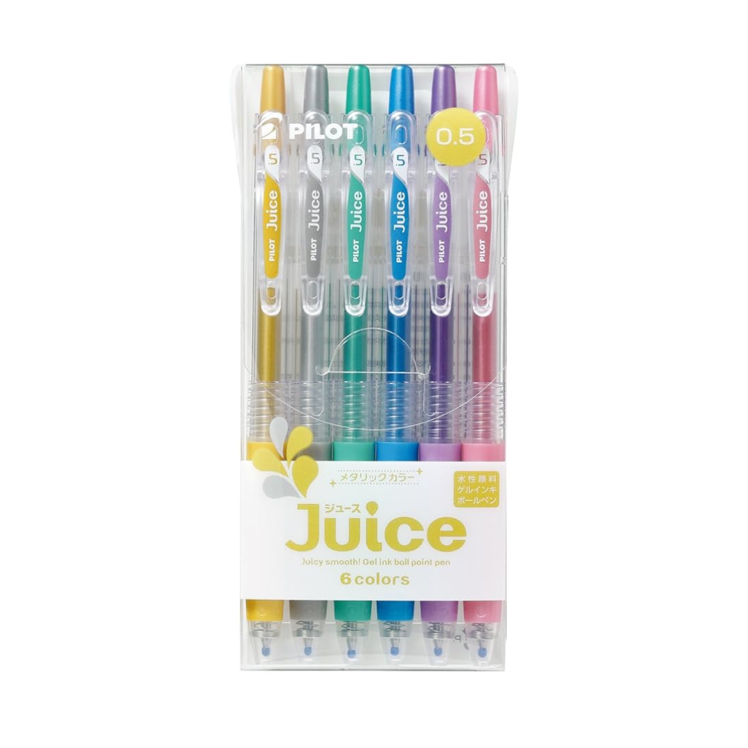 Pilot Gel Ballpoint Pen Juice 0.5, 6 Metallic Color Set (LJU-60EF-6CM)