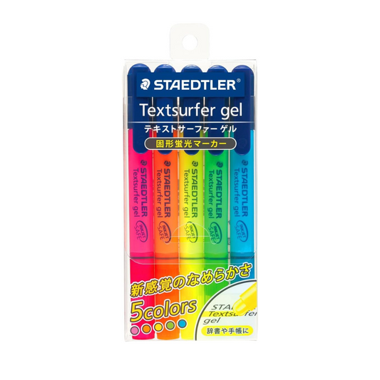 Staedtler Highlighter Pen Solid Highlighter Marker Text Surfer Gel 264-S 5 Color Set PB5 Yellow, Pink, Orange, Blue, Green 5 Color Set
