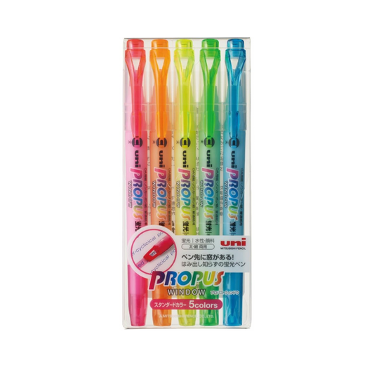 Uni Mitsubishi Pencil Highlighter Propass Window 5 Colors PUS-102T.5C 6cm x 14cm