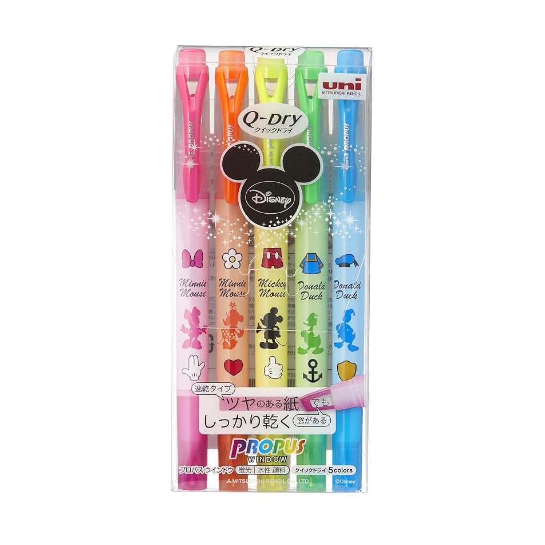 Uni Highlighter Propus Window Quick-Dry 5 Color Set Disney Mickey (PUS158TDSM5C)