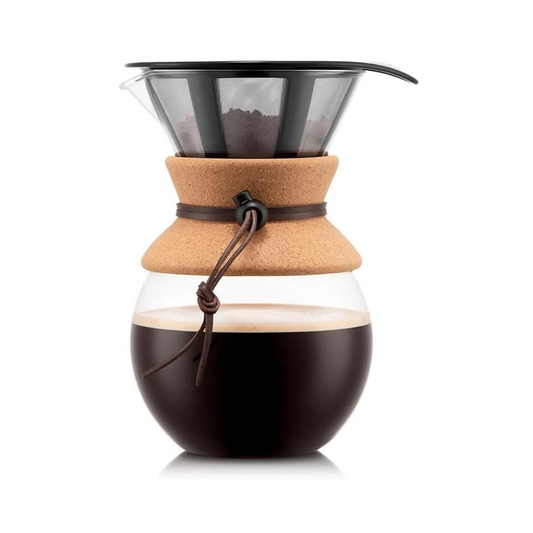 BODUM  11571-109GB  Pour Over Drip Coffee Maker, Cork, Stainless Steel Filter