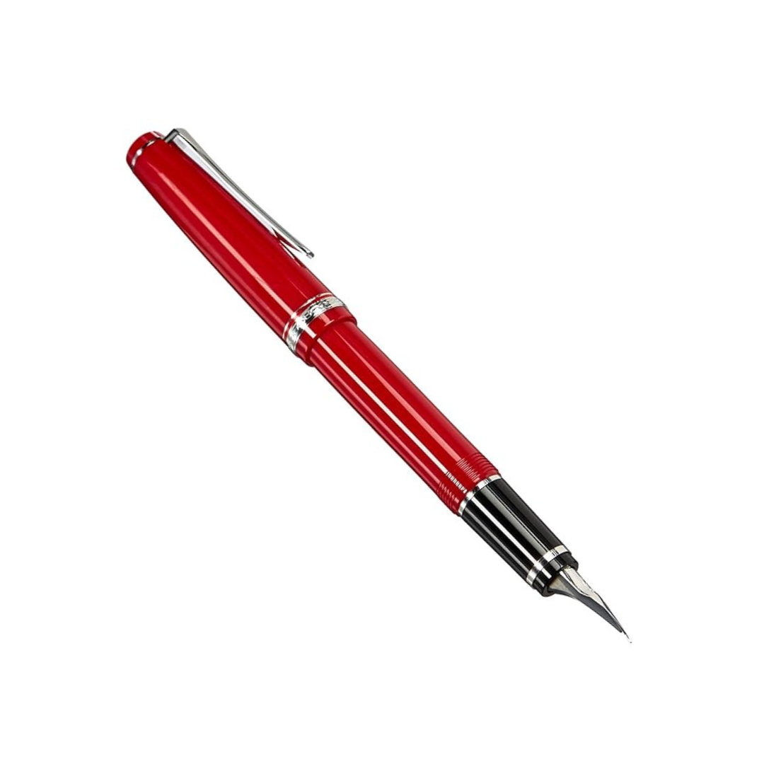 PILOT Falcon Collection Fountain Pen, Red Barrel with Rhodium Accents, Soft Fine Nib, Blue Ink (71621)