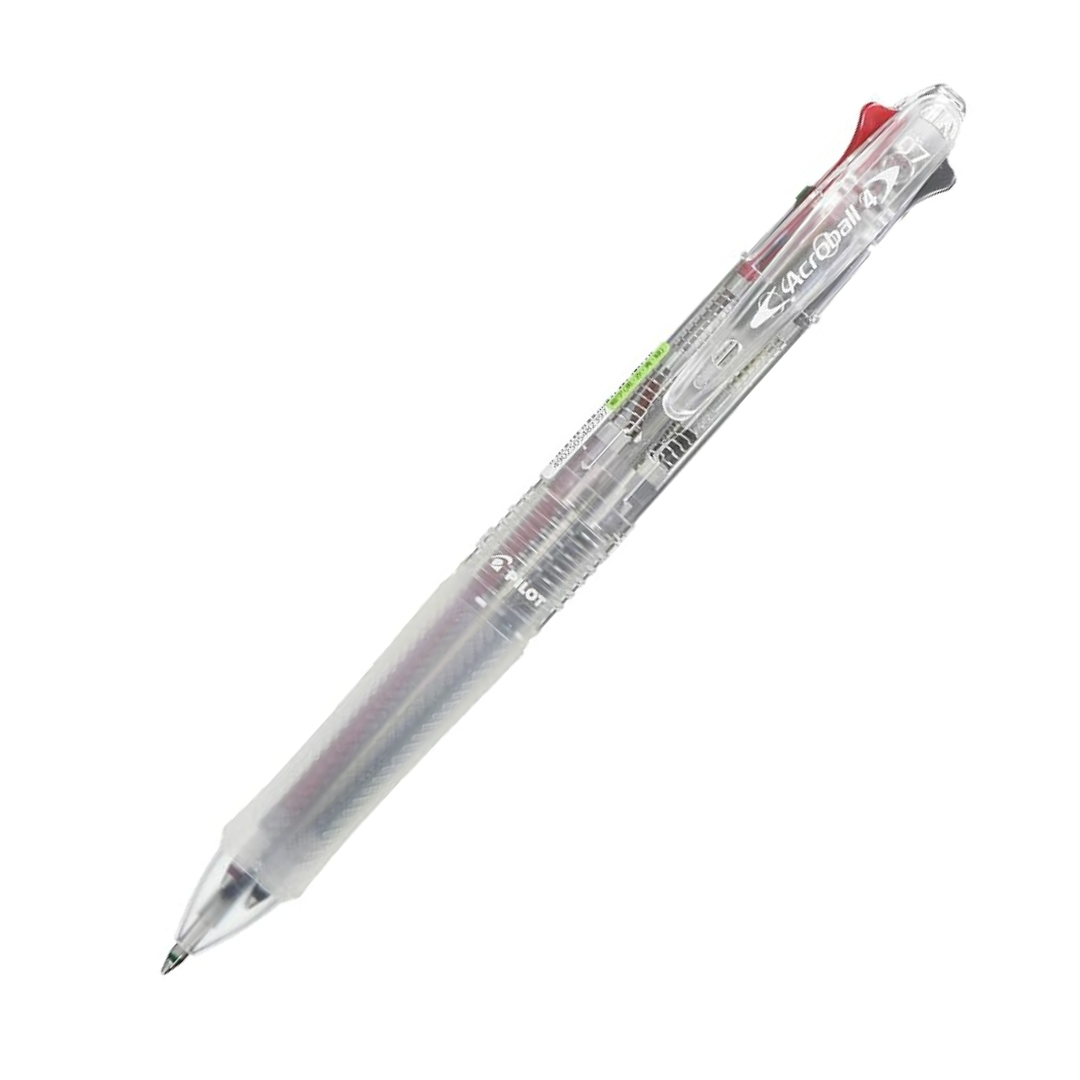 Pilot 4 Colors Ballpoint Pen, Acroball 4 Fine, Transparent Body, Black, Red, Blue & Green (BKAB-45F-NCC)