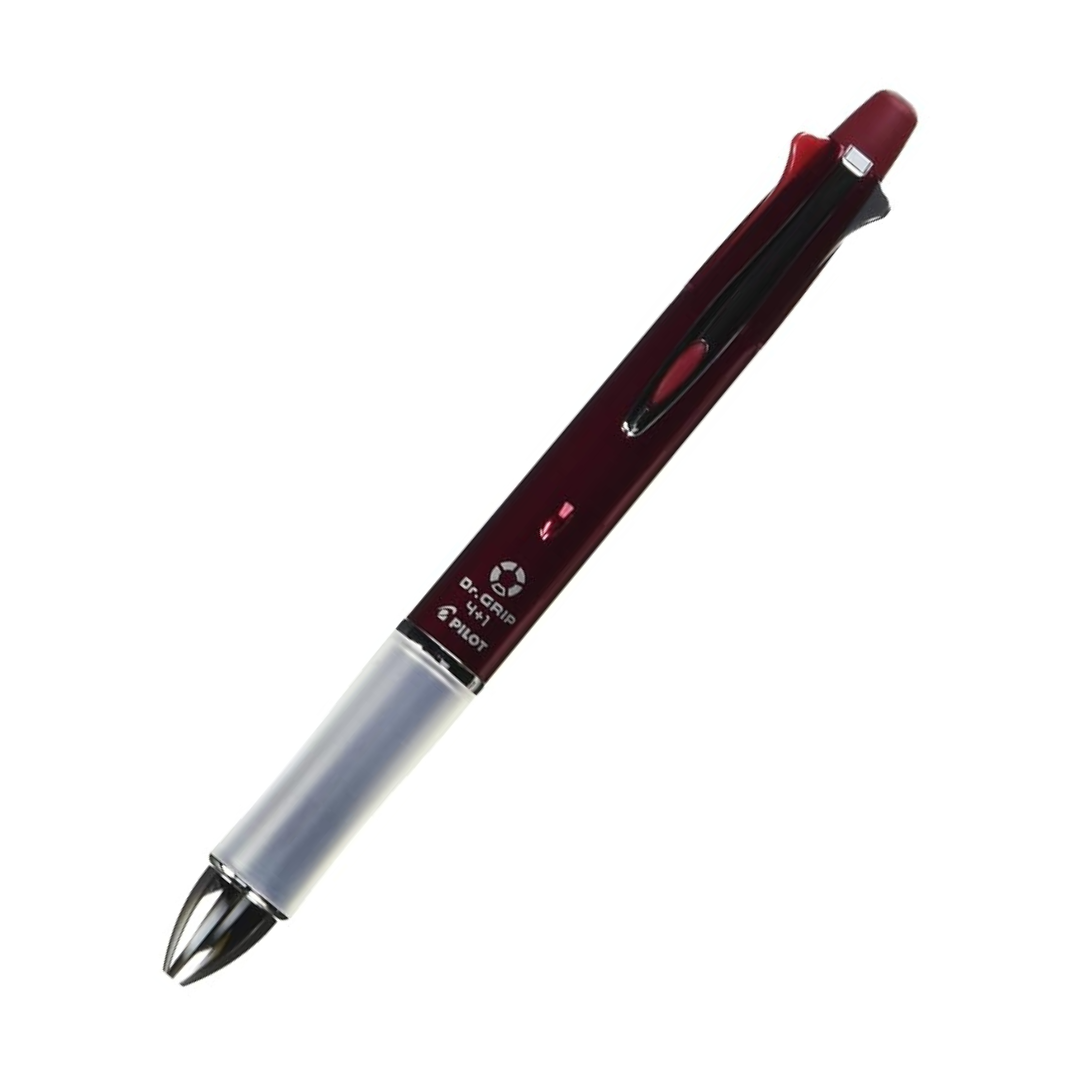Pilot Mult Function Pen Dr. Grip 4+1, 0.7mm Acro Ink Ballpoint Pen, 0.5mm Mechanical Pencil, Bordeaux (BKHDF1SF-BO)
