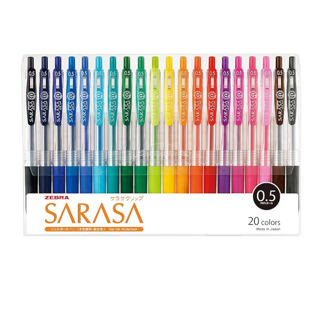 Zebra Gel Ballpoint Sarasa Clip 0.5 Pen -20 Colour Set