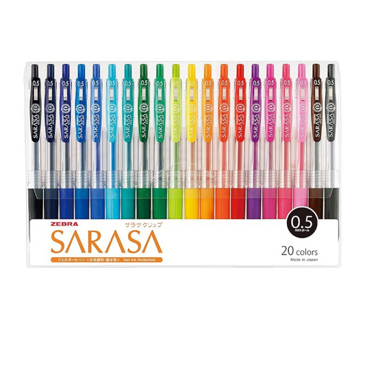 Zebra Gel Ballpoint Sarasa Clip 0.5 Pen -20 Colour Set