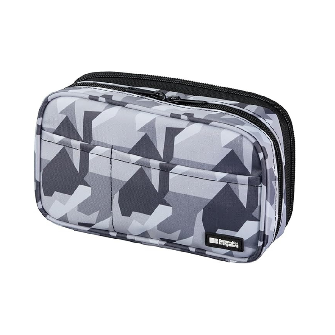 Lihit Lab A7555-135 Pen Case, Book Type, Double Ice Gray, Camouflage, Overseas Model