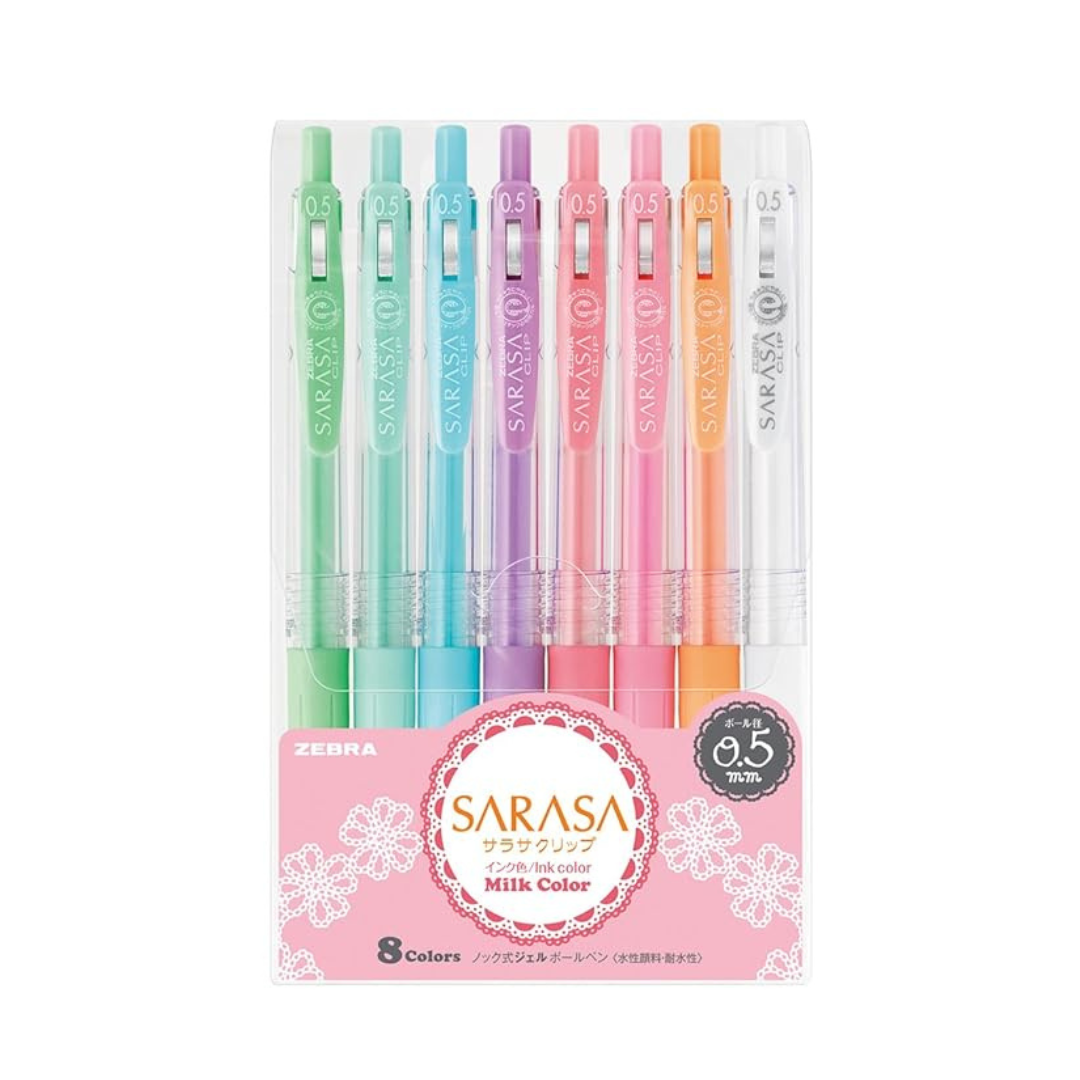 Zebra Sarasa Clip 0.5Mm Ballpoint Pen,8 Color Set (Jj15-8C-Mk ),Assorted