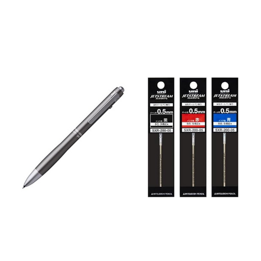 Staedtler SXR20005 Multi-functional Pen, Avant-garde Titanium Gray 927AG-TG & Mitsubishi Pencil, Ballpoint Pen Refill, Jetstream Prime 0.5, Multi-color Multifunction, 3 Colors