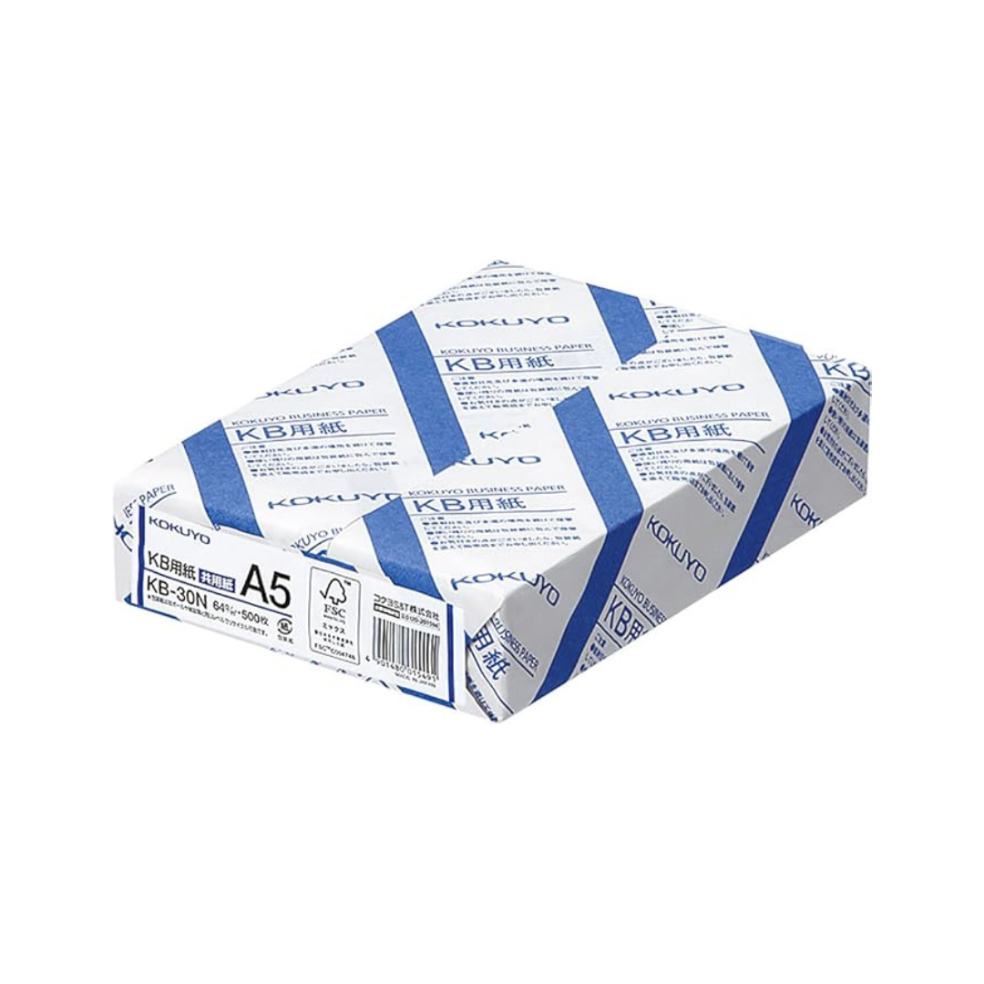 Kokuyo Copy paper A5 White Degree 80% Paper Thickness 0.09 mm 500 Sheets FSC Certified KB-30N Parent