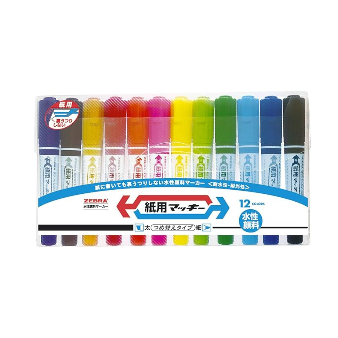 Zebra Dual Tip Paper Marker, Mackee for Paper, Water Base In