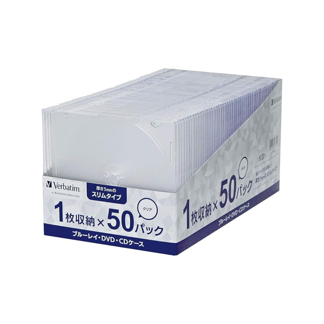 Verbatim CPSSC50 BD/DVD/CD Case, 50 Sheets, Slim Case (0.2 inch (5 mm) Thick, Transparent