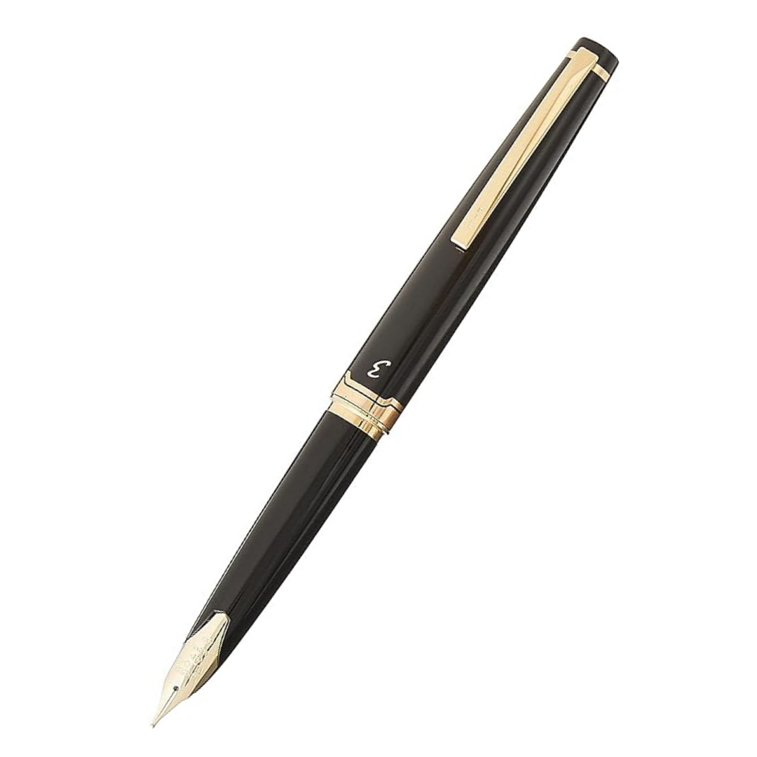 PILOT E95s Fountain Pen, Black Barrel with Gold Accents, Extra Fine Nib, Blue Ink (60836)