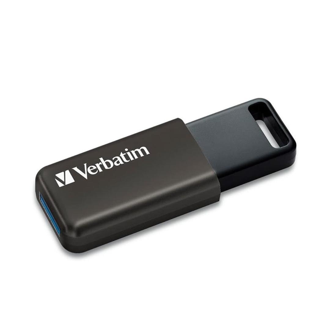 Verbatim Japan USBSLM128GZV1 USB Memory, 128 GB, USB 3.2 (Gen1), Slide Type, Strap Hole, Compatible with Windows and Mac, Black