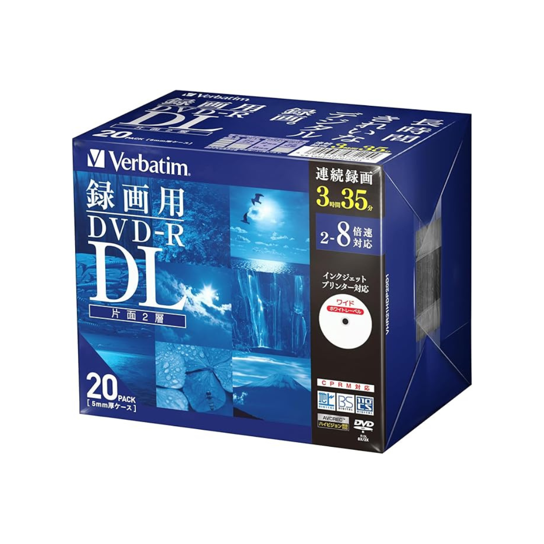 Verbatim VHR21HDP20D1 Single Recording DVD-R DL CPRM, 215 Minutes, 0 February, White Printerable, Double Layer on One Side, 2-8x Speed