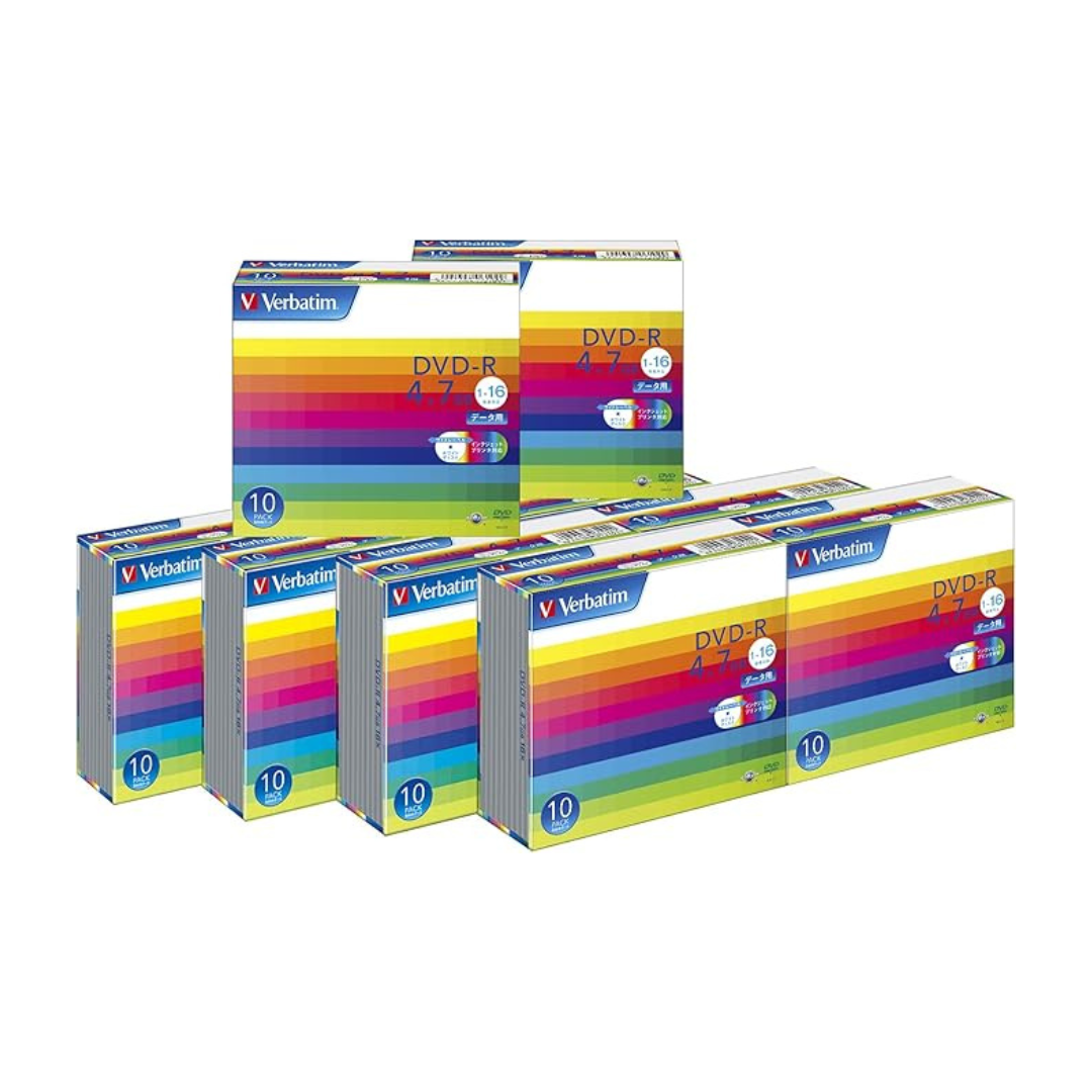 Verbatim DHR47JP10V1C 1-Time Recording DVD-R 4.7GB 100 Sheets (10Px10 Piece), White Printerable, 1-16x, Single Side, Single Layer