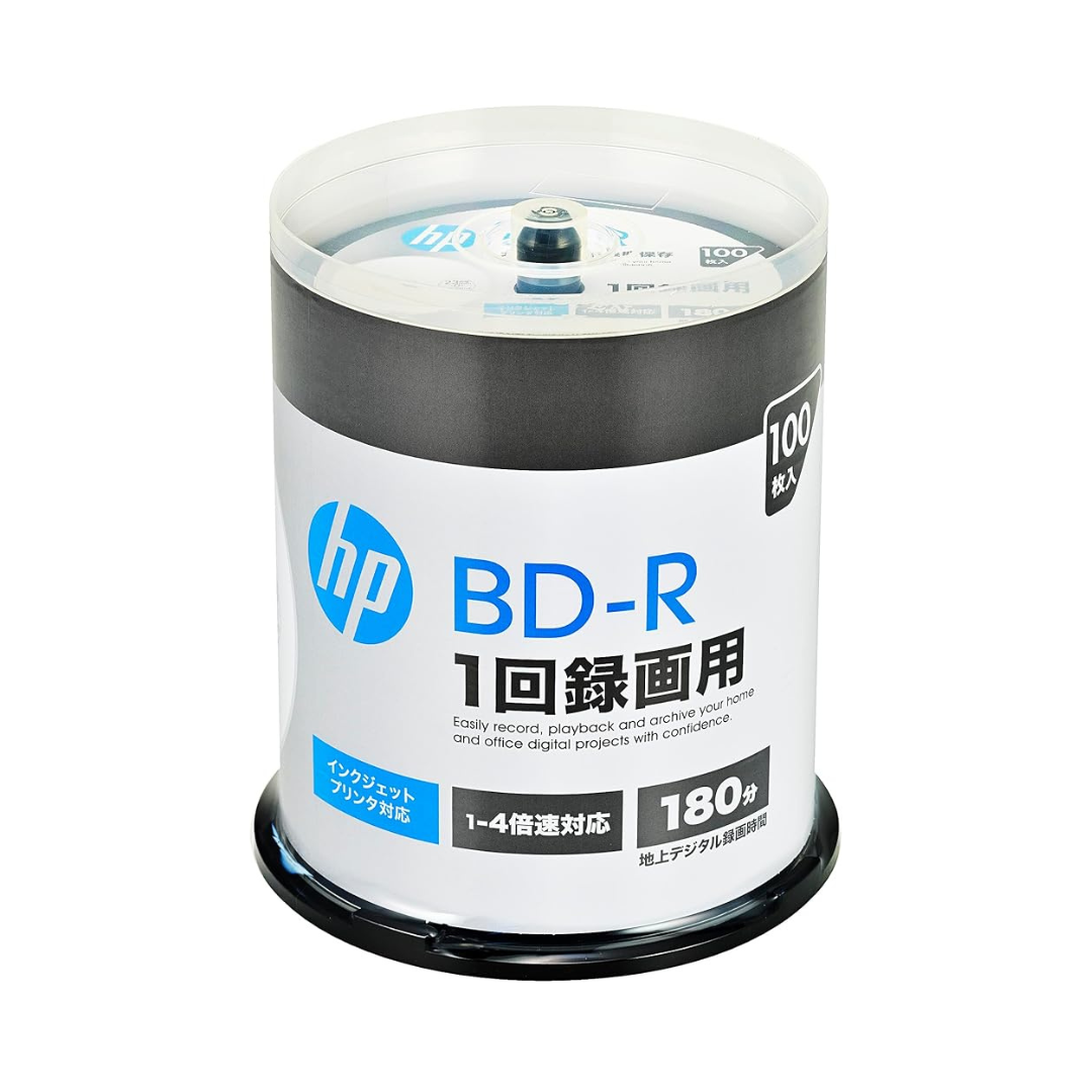 Verbatim VBR130YP100SH1 Single Recording Blu-ray Disc BD-R 25GB 100 Pack Inkjet Printer Compatible White Single Layer 1-4x Speed