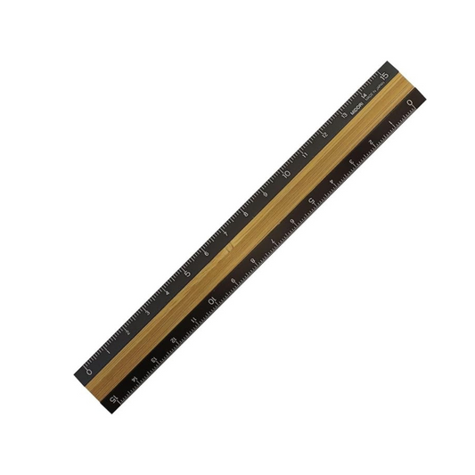 Midori Aluminum & Wood Ruler, 6 Inches (15 cm), Black