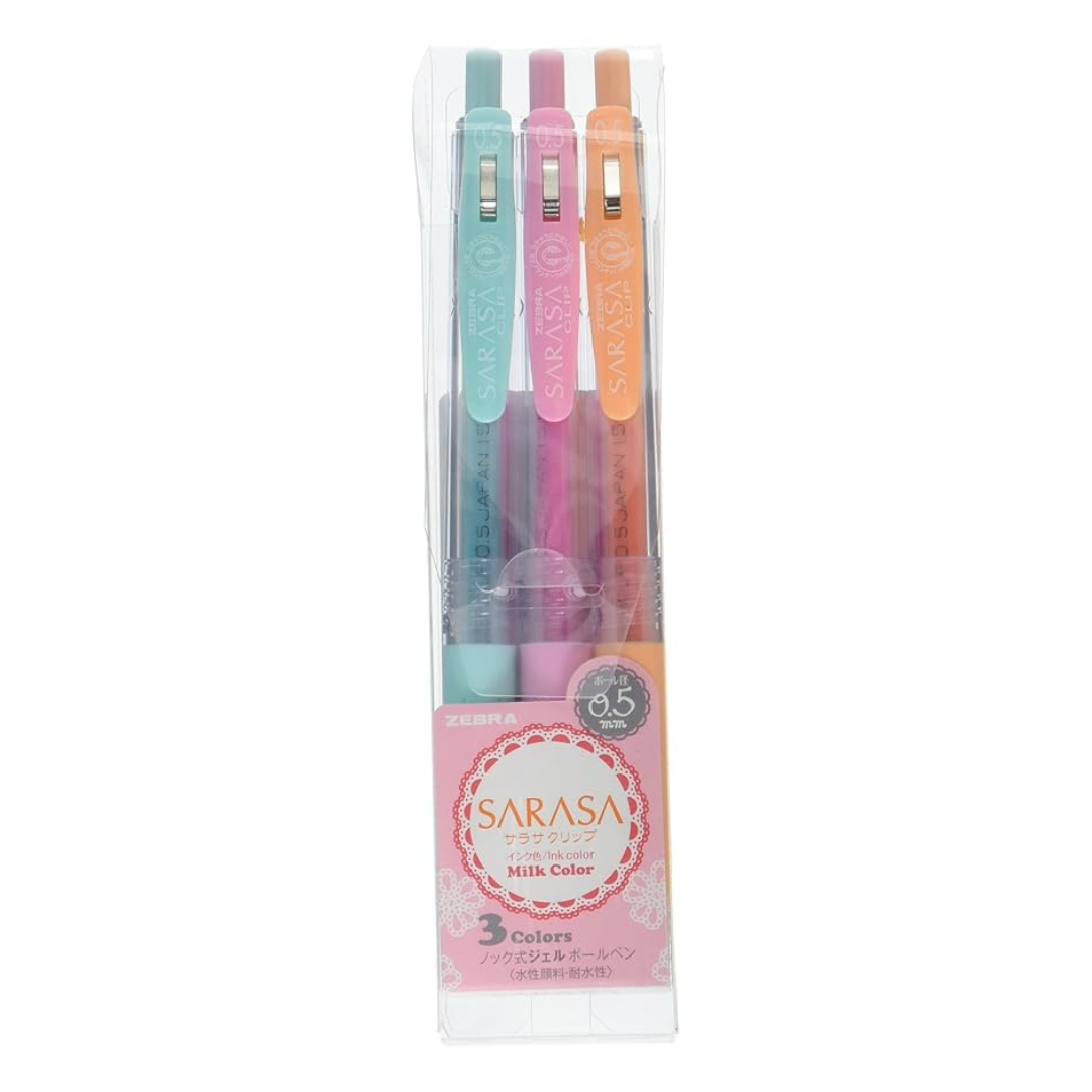 Zebra Sarasa Clip 0.5mm Ballpoint Pen, 3 Color Set (JJ15-3C-MK )