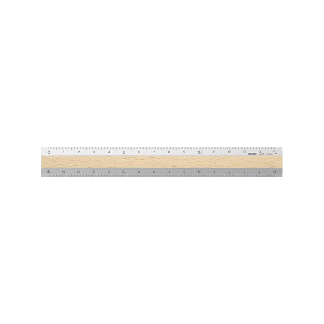 Midori Aluminum & Wood Ruler, 6 Inches (15 cm)