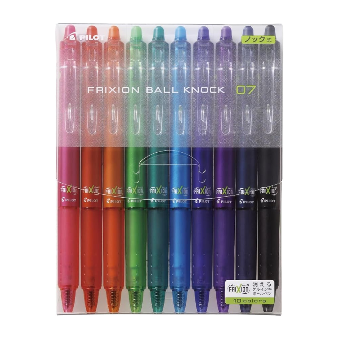 Pilot LFBK-230F-10C FriXion Clicker Ballpoint Pen, Erasable, 0.7 mm, 10 Colors