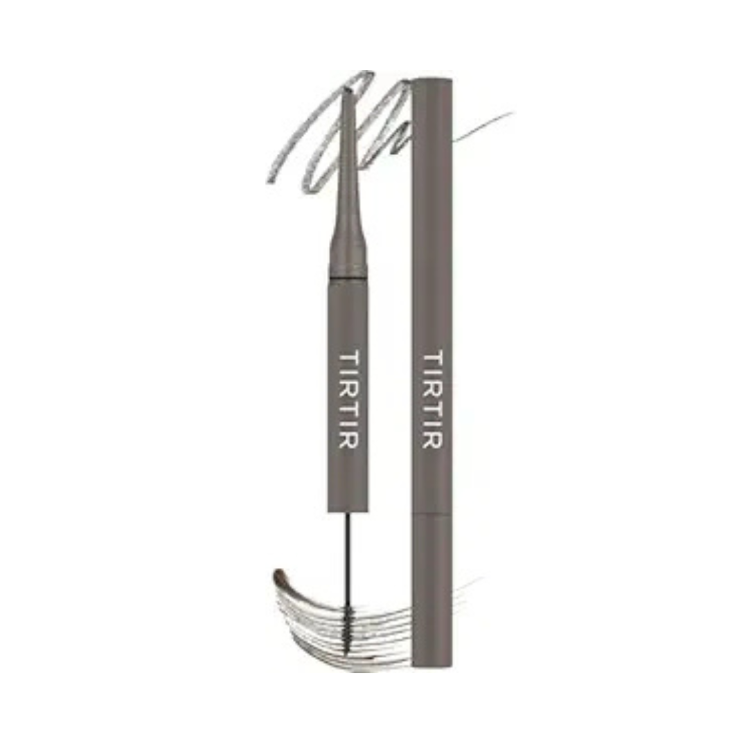 TIRTIR 2-in-1 Skinny Brow Pencil & Brow Mascara, 0.8 mm Width (01 ASH GRAY)