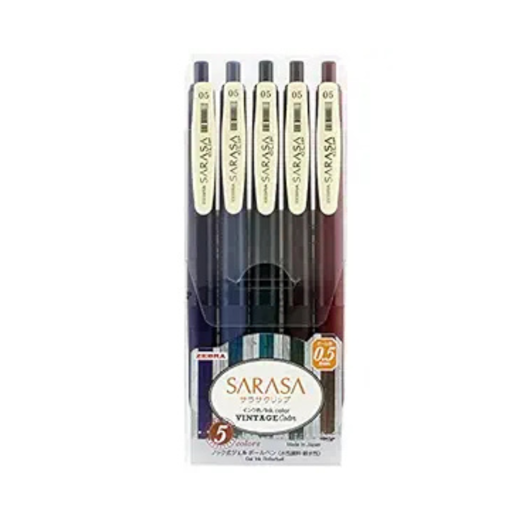 Zebra gel ball pen Sarasa clip 0.5 Vintage 5 color JJ15-5C-VI