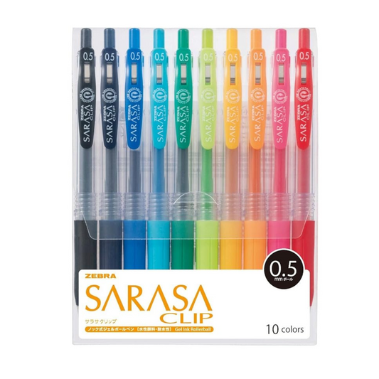 Zebra Sarasa Clip 0.5, 10 Color Set (JJ15-10CA)