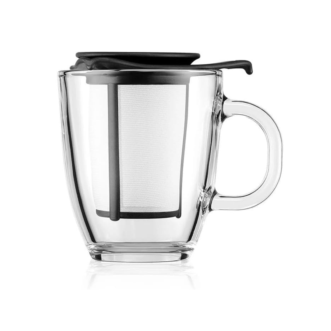 BODUM Teapot Tea Maker Yo-Yo Set Tea Filter Mug 350ml Black