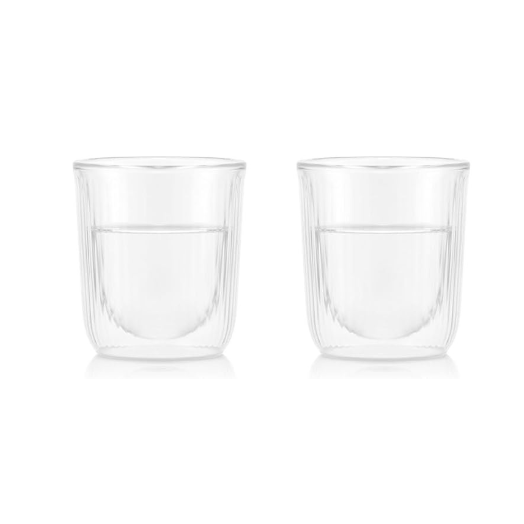 BODUM 12124-10 Glass Cup Tumbler Douro Double Wall Salmon Glasses, Set of 2, Hot and Cold Insulation