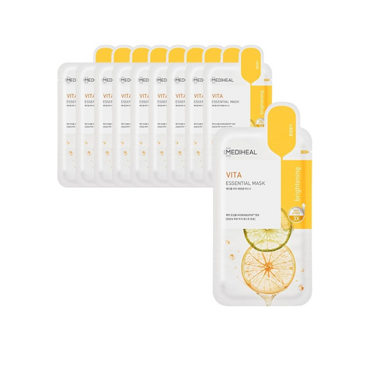 Mediheal Essential Mask 10 sheets Vitamin Tone Up Skin Vitality Brighten Hypoallergenic