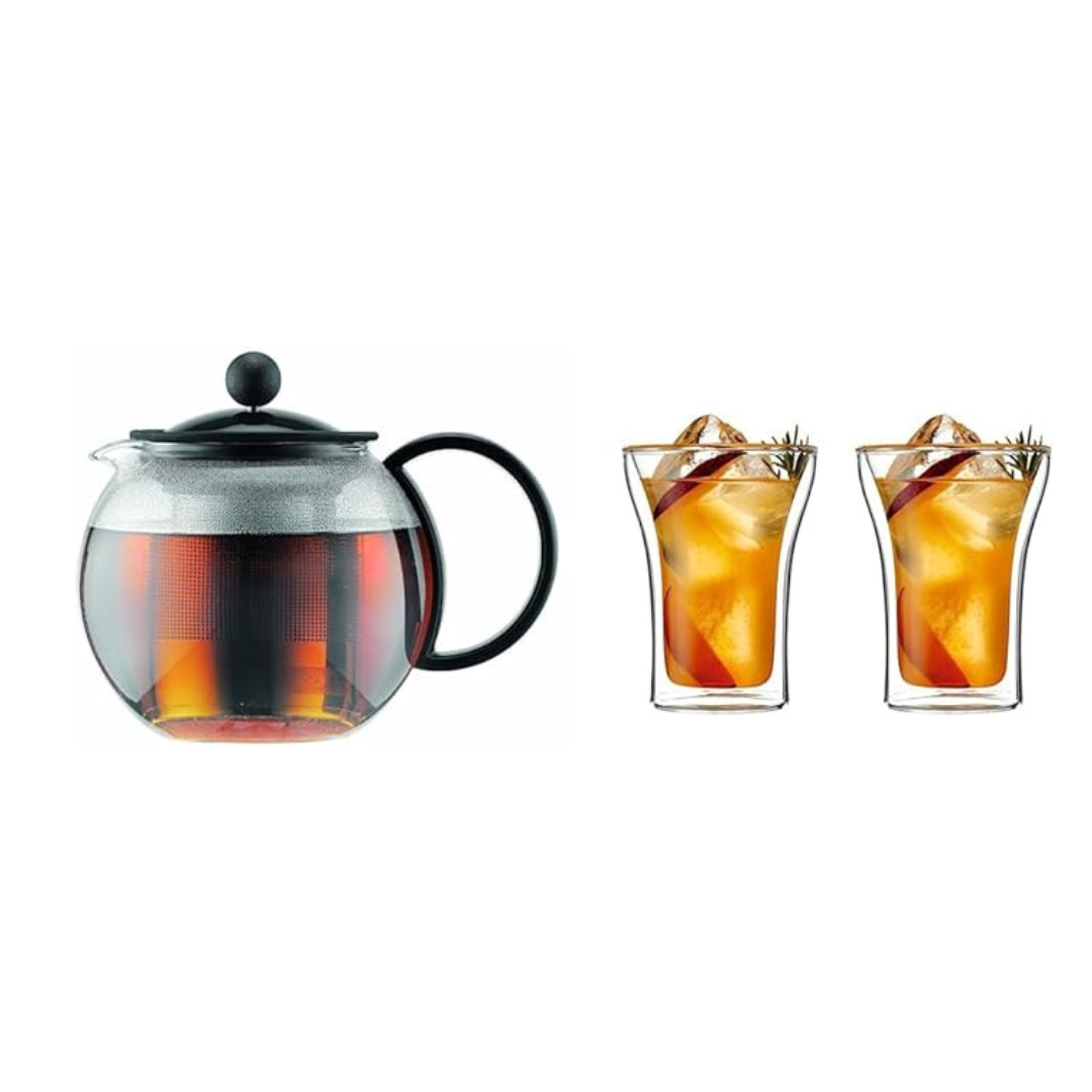 BODUM Tea Set (Teapot, Double Wall Glass)