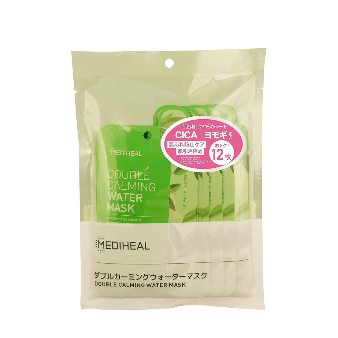 Mediheal Double Calming Water Mask, 12 Pieces, Anti-Crash Care, Skin Tightening