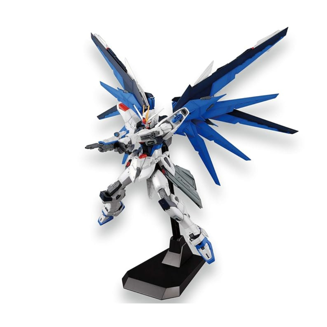 BANDAI Mg Mobile Suit Gundam Seed 1/100 Freedom Gundam Ver 2.0 Plastic Model Action Figure Ama Mo1 Lacerta Saber Ma M2 O Lups Beam Rifle Laminate Anti Shield Robot Mecha Bandai