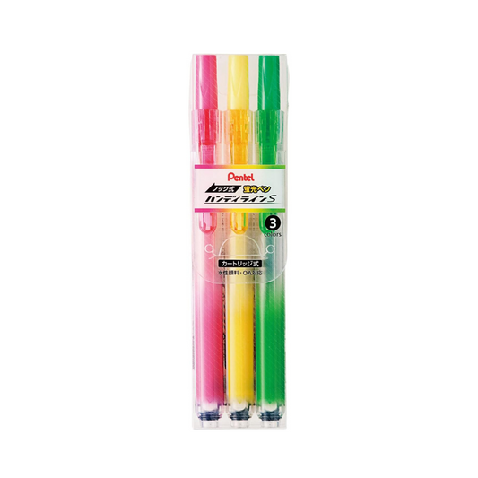 Pentel highlighter pen, knock-type, Handy Line S, SXNS15-3, 3-color set