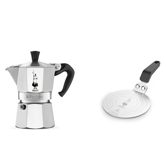 Bialetti Mocha Express 3 Cup, Direct Fire Type +Bialetti Induction Plate