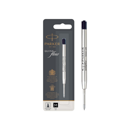 Parker 1950369 Quink Flow Ballpoint Pen Refill, Black, Single Pack, Black, M Medium, 0.04 inches (1.0 mm), Oil-based, Ballpoint Refill