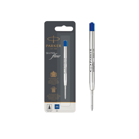 Parker 1950371 Quink Flow Ballpoint Pen Refill, Blue, Single Pack, Blue, M Medium, 0.04 inches (1.0 mm), Oil-based, Ballpoint Refill
