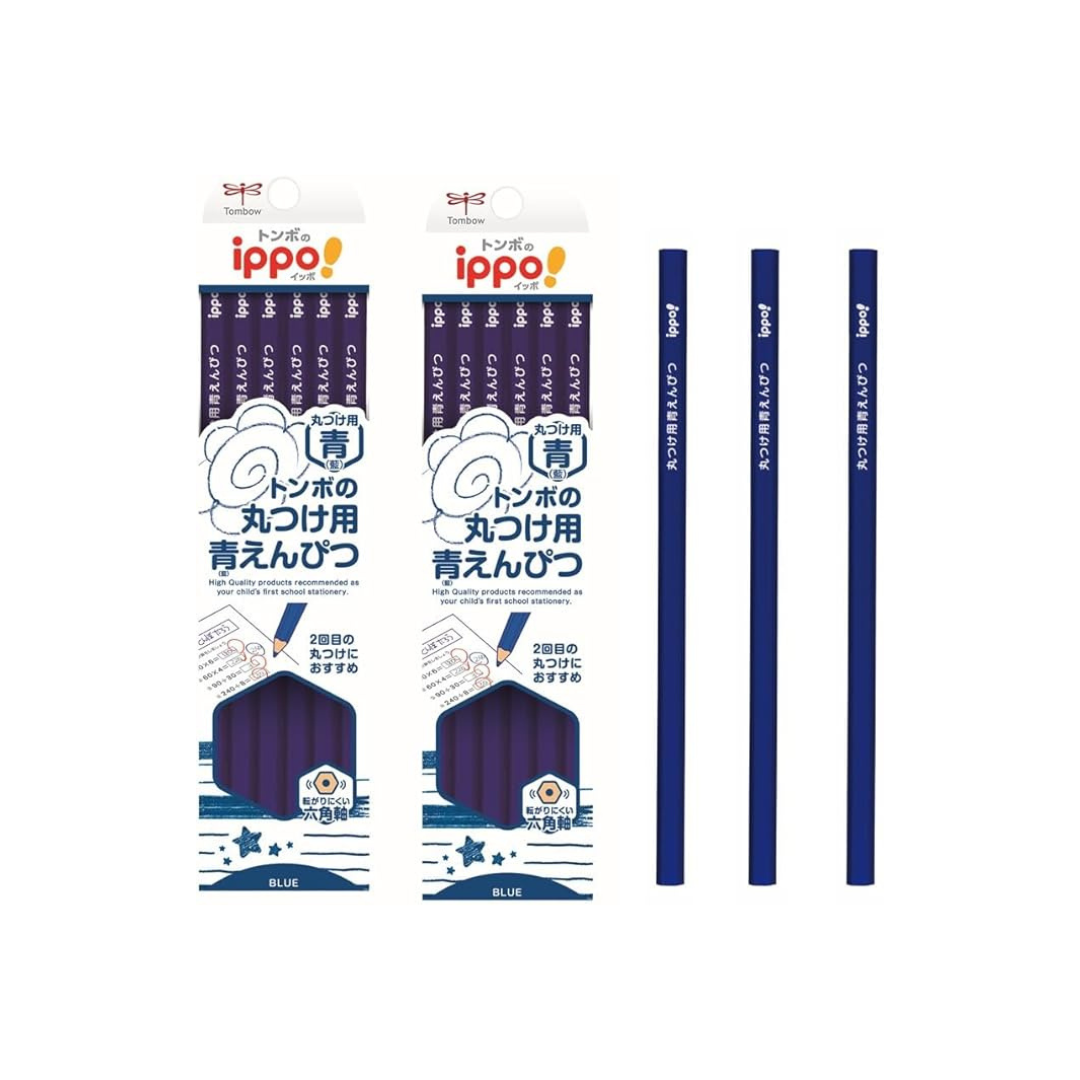 Tombow Pencils, Blue Pencils, Round Pencils (Non-Roll-Resistant Hexagon), ippo! 10 Pens (Pack of 2 x 5 Pack) BCA-262-5P