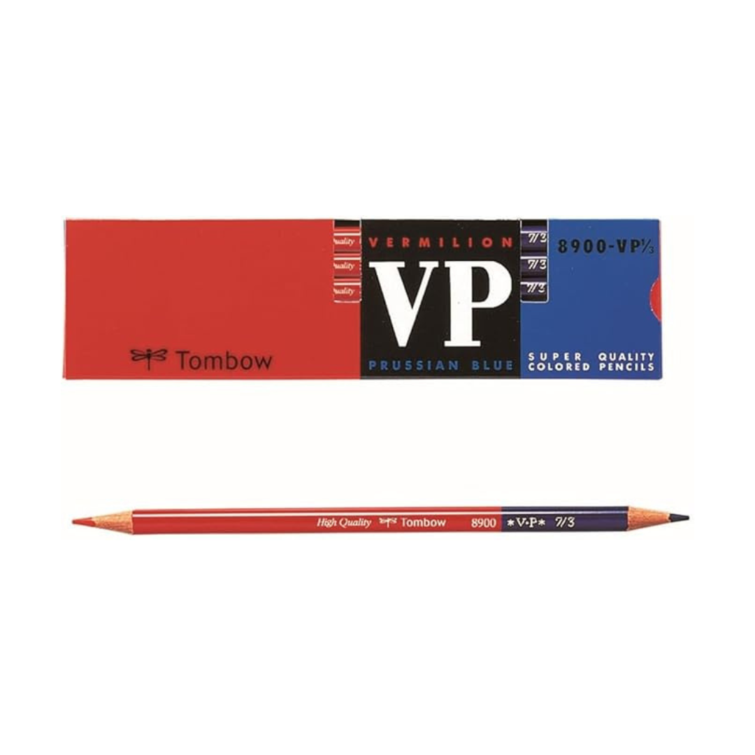 TOMBOW Pencil Red and Blue Round Shaft Vermilion 1 Dozen 8900-VP7/3