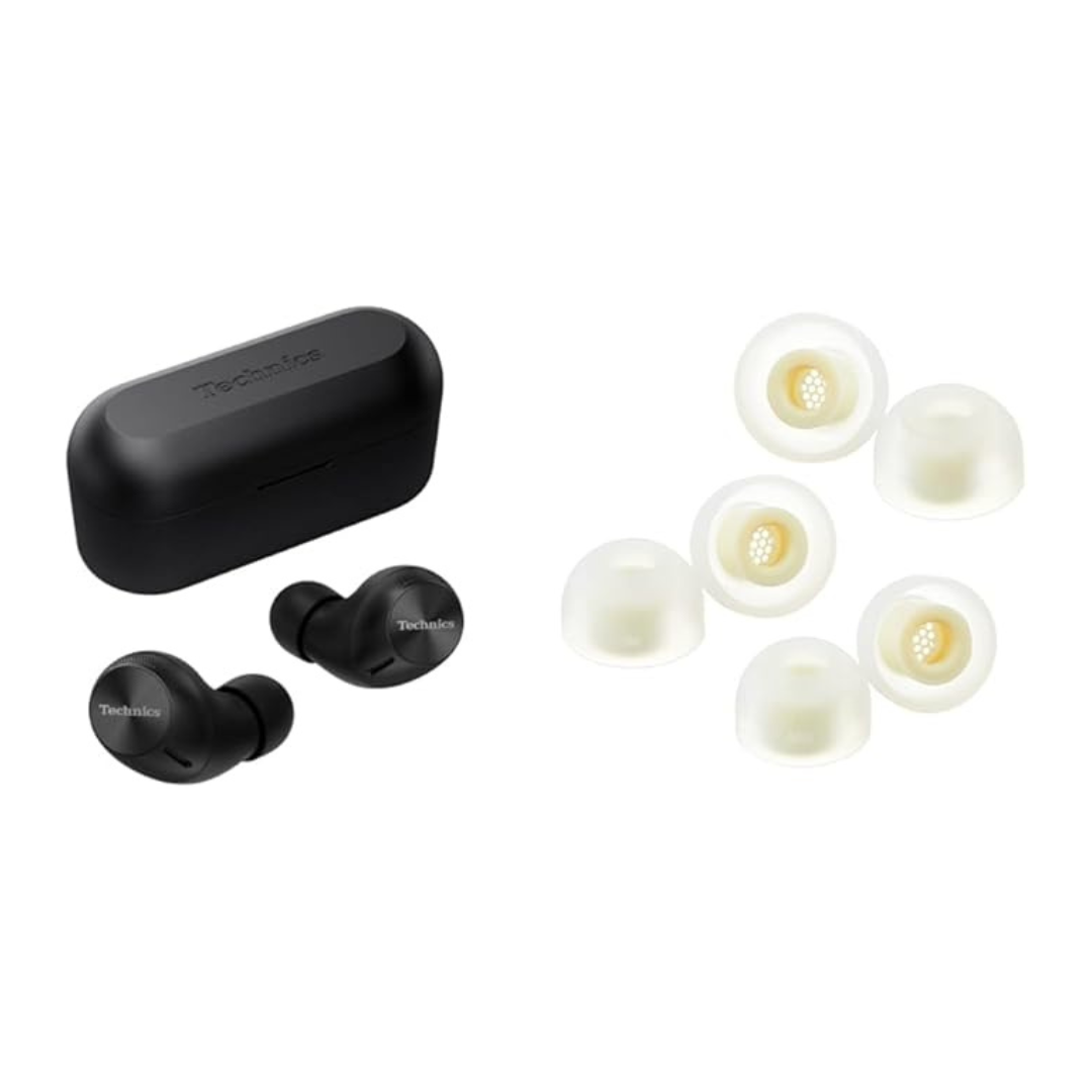 Panasonic Technics EAH-AZ40M2-K Wireless Earphones Black + AZLA SednaEarfit MAX (1 Pair of Eartips MS/M/ML Size Each)