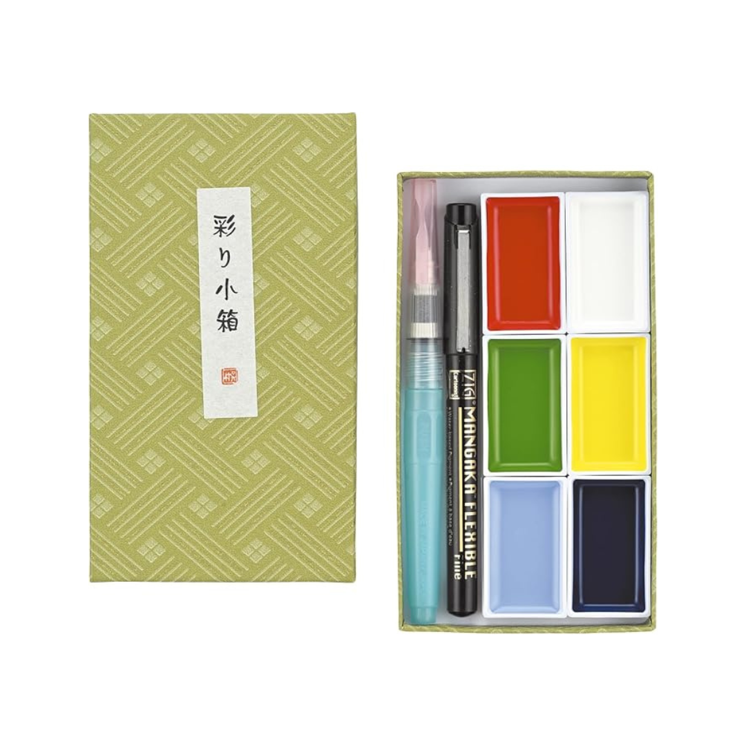 Kuretake MC23-2S Painting, Face Sainting, Small Box, Wakaba, 6 Colors