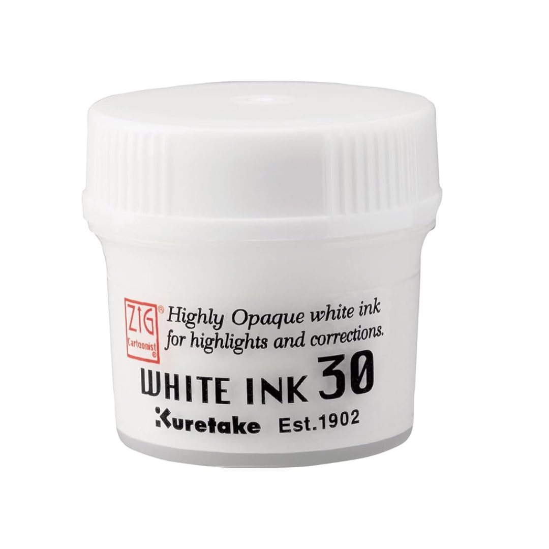 Kuretake CNCE201-3 Cartoon Ink ZIG Cartoonist White Ink 30 White Ink 1.1 oz (30 g) Manga Supplies, Set of 5