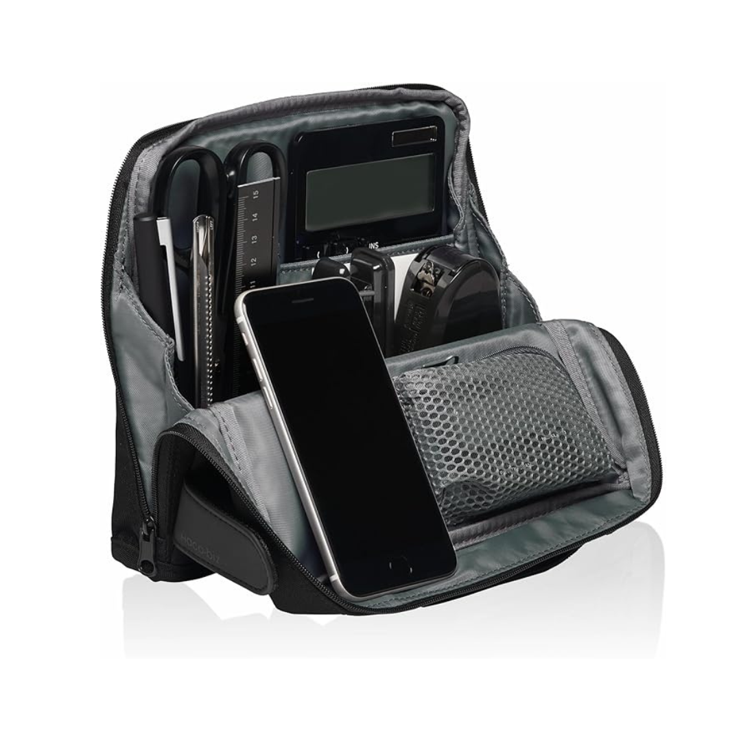 Kokuyo AM Kaha-HB11D Bag-In Bag, Gadget Pouch, Pen Case, Large Capacity, Lightweight, Freestanding, Hakobizu, Premium Black