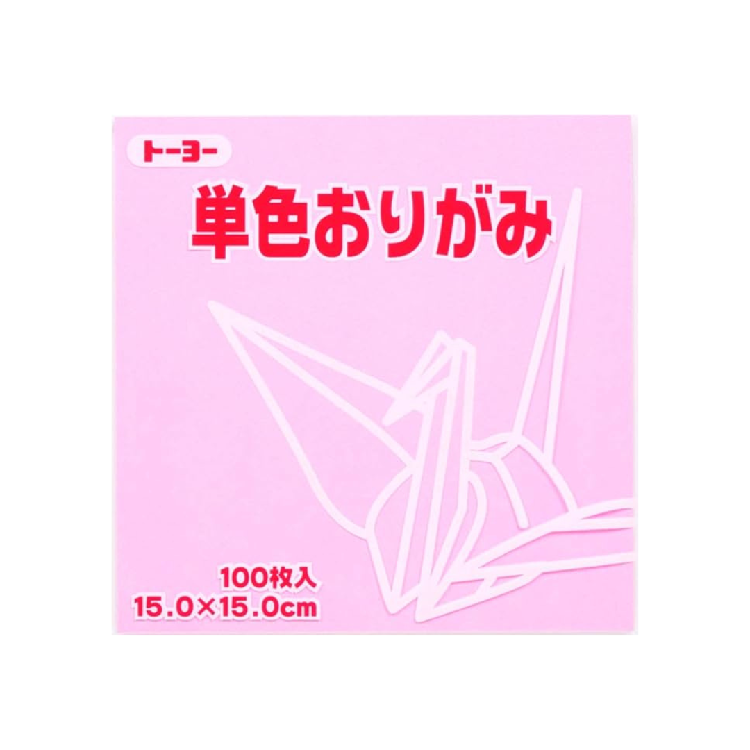 Toyo Origami, Single-sided Origami, Single Color, 15cm Square, Light Pink, 100 Sheets, 064123