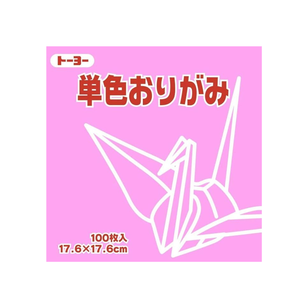 Toyo 065124 Origami Single Sided Origami Origami Single Color, 7.9 inches (17.6 cm) Square, Pink, Pack of 100